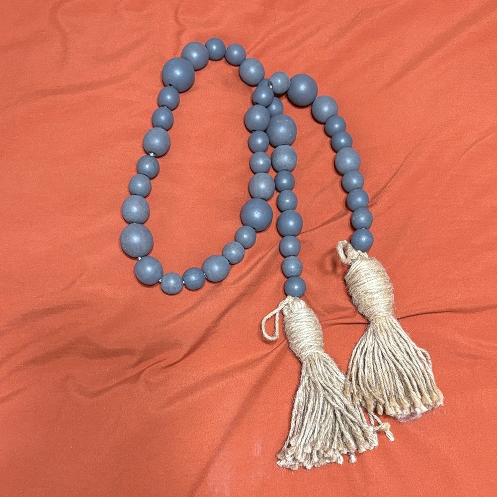Chic Gray Beaded Tassel Decor